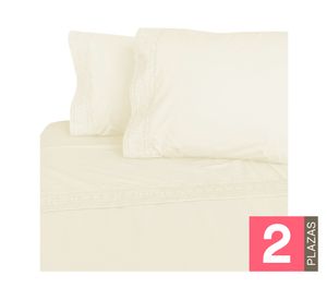 Juego de sábanas 2 plazas 180 hilos Broderie marfil