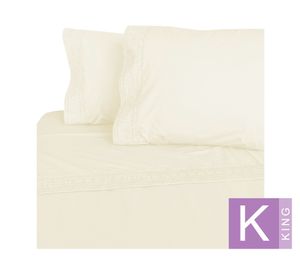 Juego de sábanas King 180 hilos Broderie marfil