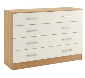 Cómoda 8 cajones 8P4C beige/roble 76x117x40 cm