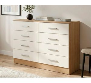 Cómoda 8 cajones 8P4C beige/roble 76x117x40 cm