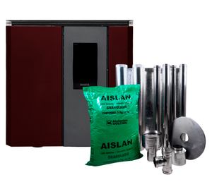 Estufa a pellet FIT+ 02602 Black Vision 9.2 kW + kit instalación burdeo