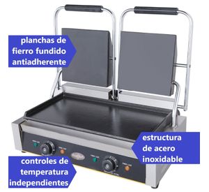 Plancha Sandwichera doble Panini Grill Acero Inox.