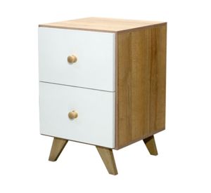 Velador 2 cajones Rumania blanco/roble/miel
