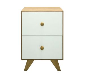 Velador 2 cajones Rumania blanco/roble/miel