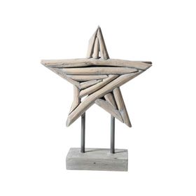 Figura decorativa estrella rústica M gris