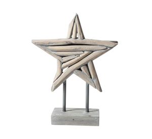 Figura decorativa estrella rústica M gris