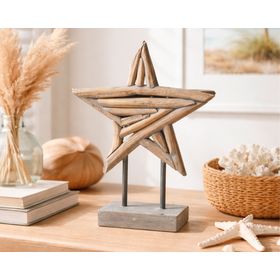 Figura decorativa estrella rústica M gris
