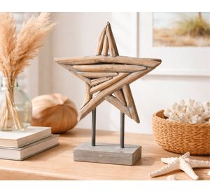 Figura decorativa estrella rústica M gris