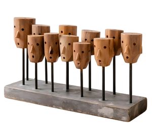 Figura decorativa multimáscaras café