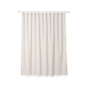 Cortina baño Cuadricula beige 180x180 cm