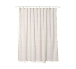 Cortina baño Cuadricula beige 180x180 cm