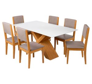 Juego comedor 6 sillas Dubai roble 160x90 cm