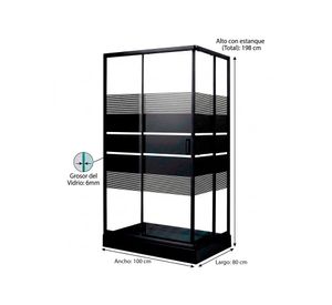 Shower rectangular Style negro 198x100x80 cm + receptáculo