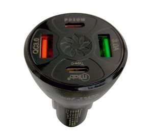 Cargador de auto USB 4 puertos 12V 20W negro