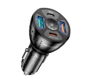 Cargador de auto USB 4 puertos 12V 20W negro