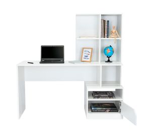 Escritorio biblioteca 1 puerta Alito 140x140x50 cm blanco