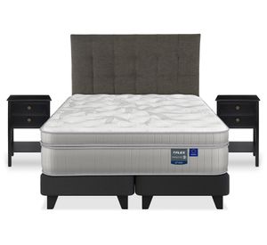 Cama europea Paradise King + respaldo Design + velador Rover