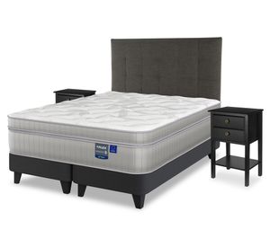 Cama europea Paradise King + respaldo Design + velador Rover