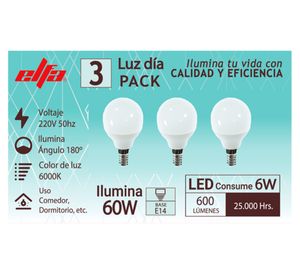 Ampolleta LED G45 E14 luz fría 3 un.