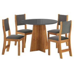 Juego de comedor 4 sillas Destello gris 90x78x90 cm