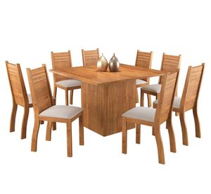 Juego de comedor 8 sillas Dominus beige 120x80.5x120 cm