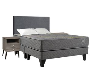 Cama europea Bali 2 plazas base dividida + set de muebles + pack almohada Imperial