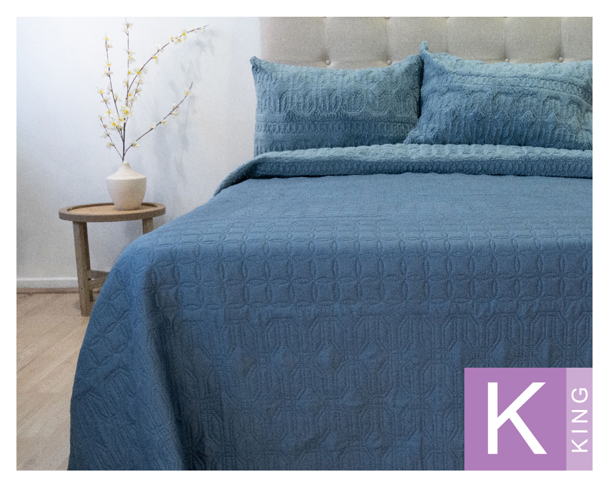 Doral Quilt hotpress Viena King azul