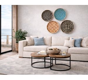 Decoración pared platos Oahu ratán