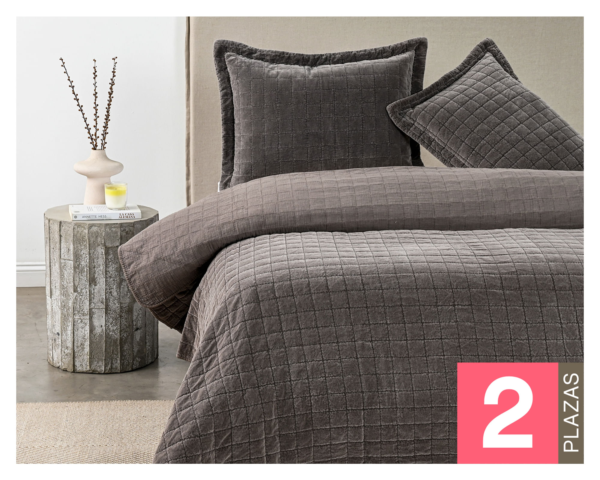Royal Supreme Quilt Stonewash Taupe café 2 plazas