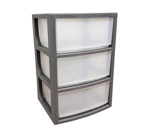 Mueble modular 3 cajones plástico gris 90 litros