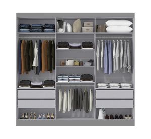 Clósets 6 puertas 12k gris 225x238x47 cm