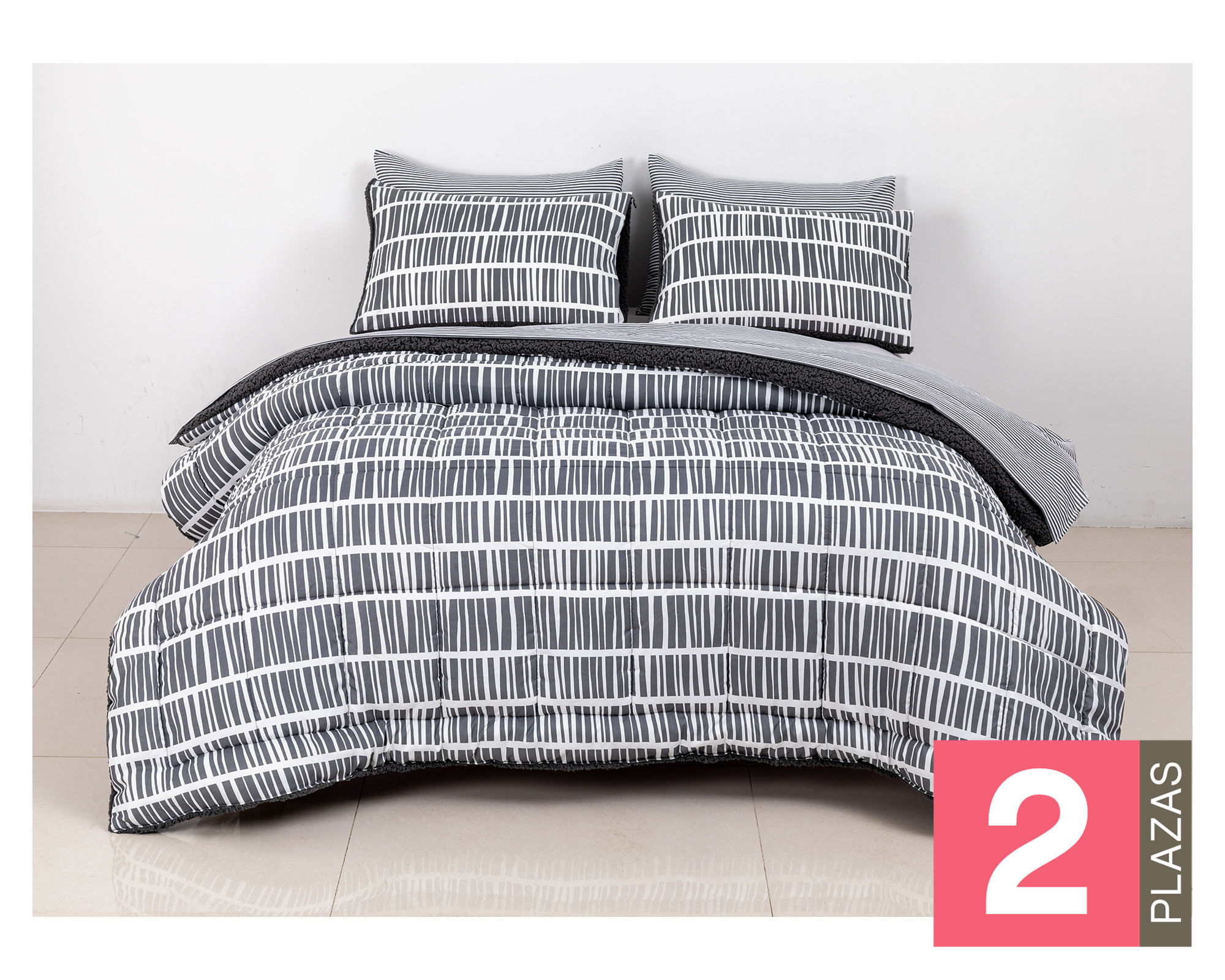 M+Design Set plumón sherpa + sábana 2 plazas Trazos
