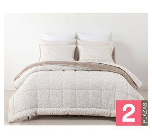 Set plumón sherpa + sábana 2 plazas Floral