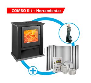 Estufa leña Classic 500 + Kit Instalación 6" + Set Herramientas Zeta