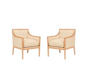 LIVING 311 ROMEO BEIGE CLARO SOFA 3 CUERPOS RESORTES + 2 SITIALES DE  MADERA