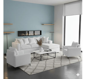 Living 311 lehmann blanco seccional resortes + 2 poltronas resortes