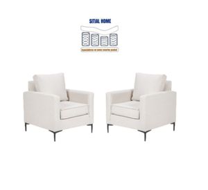 Living 311 lehmann blanco seccional resortes + 2 poltronas resortes
