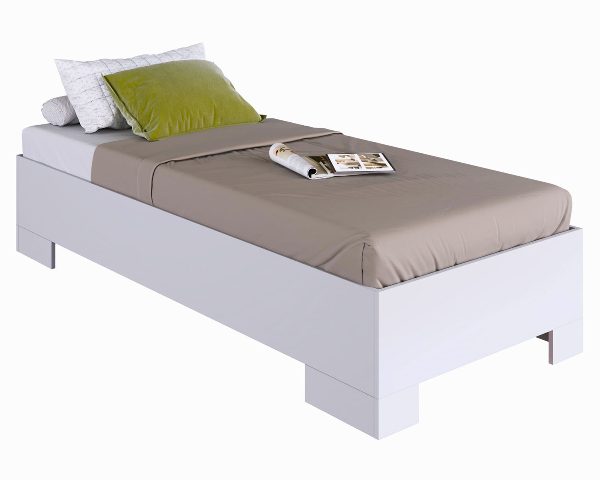 Be Design Cama Xangai 1 plaza base normal blanco