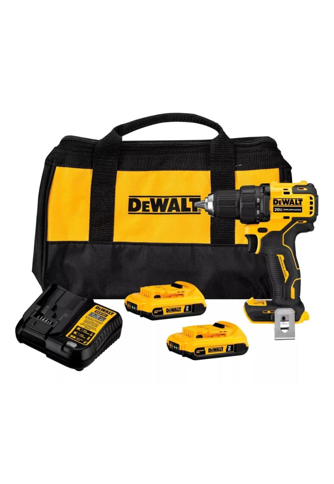 TALADRO ATORNILLADOR DEWALT DCD708D2-B2 ATOMIC 20V 1/2" + 2 BAT. 2.0AH +1 CARG a $226.990