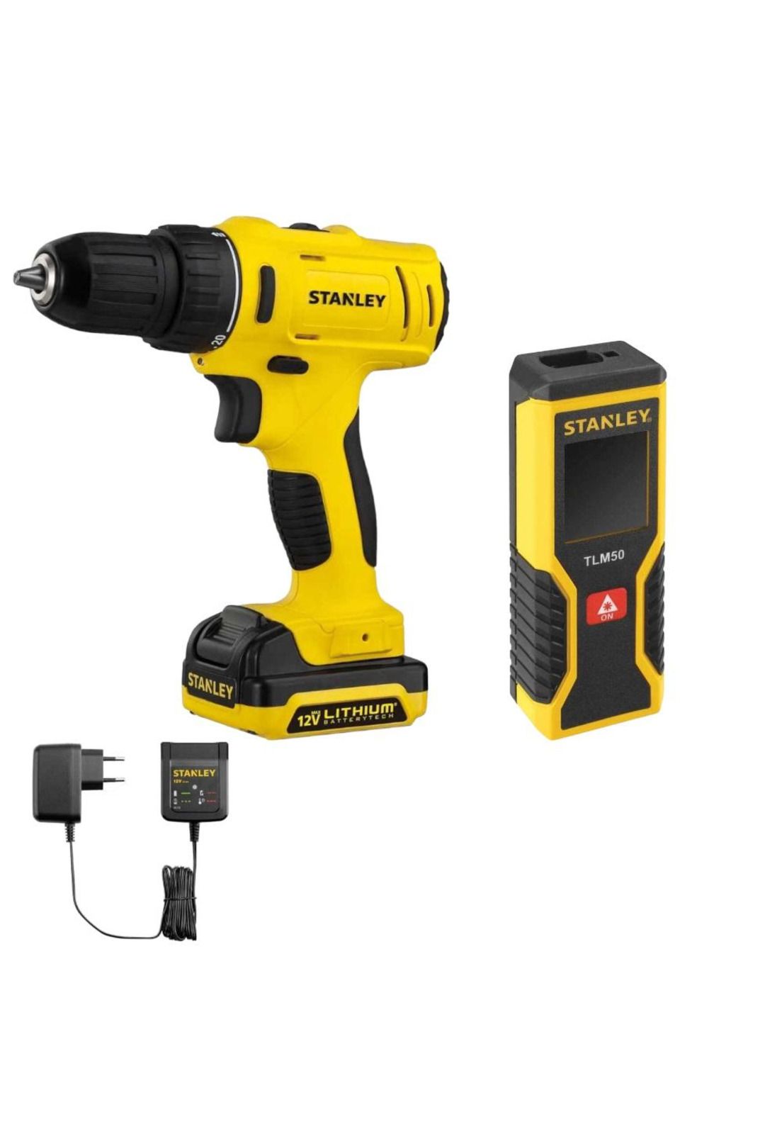 Kit Stanley SCHI121S2-KIT2 Taladro 12V + Medidor Laser 15M a $84.990