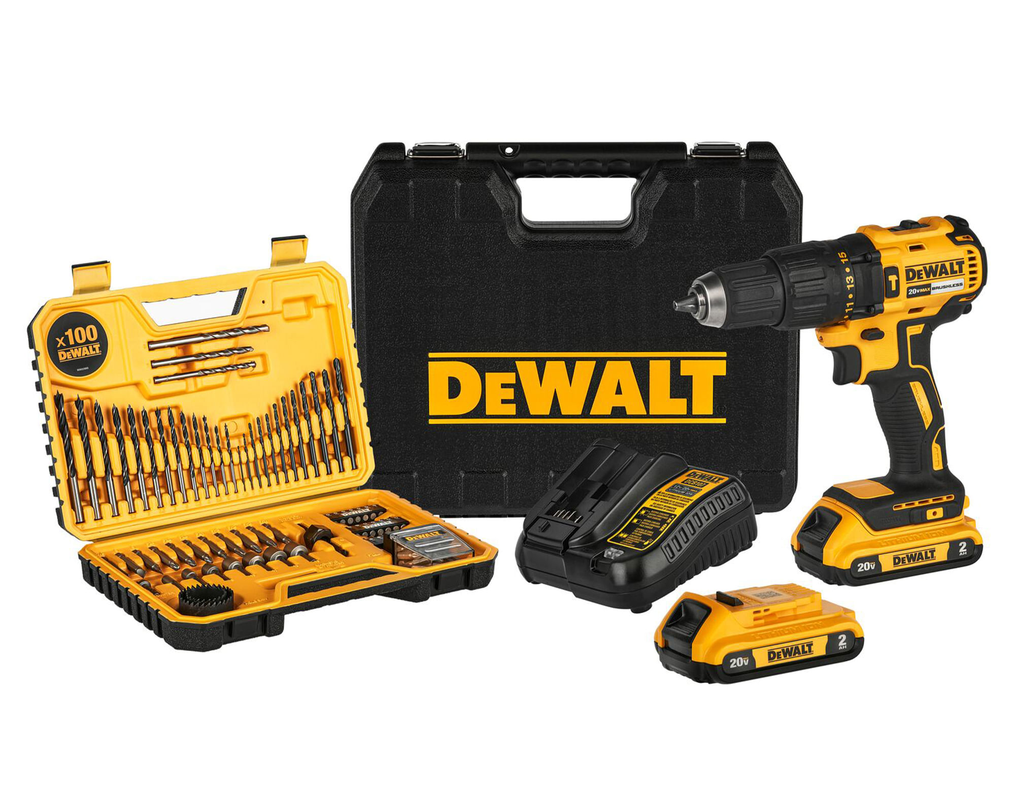 Kit taladro DCD7781 1/2" 20V + 100 accesorios a $149.990