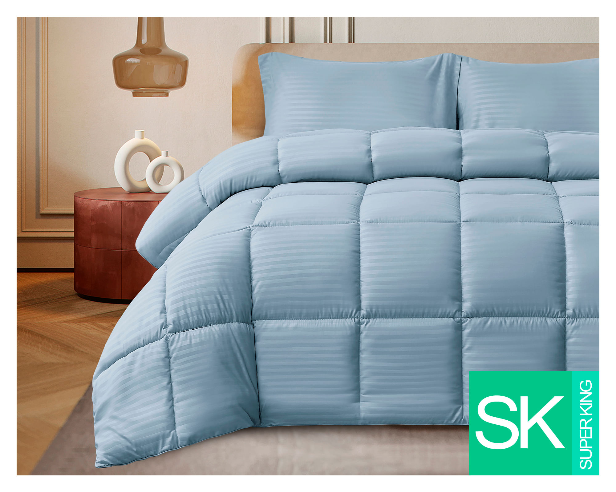 Valencia Plumón Embossed celeste Súper King