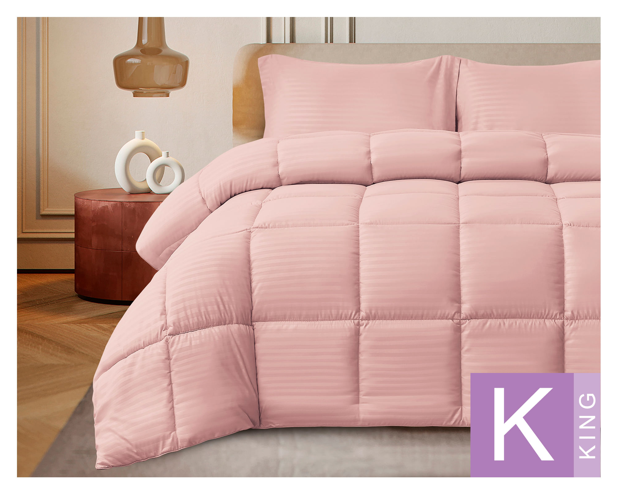 Valencia Plumón Embossed rosado King