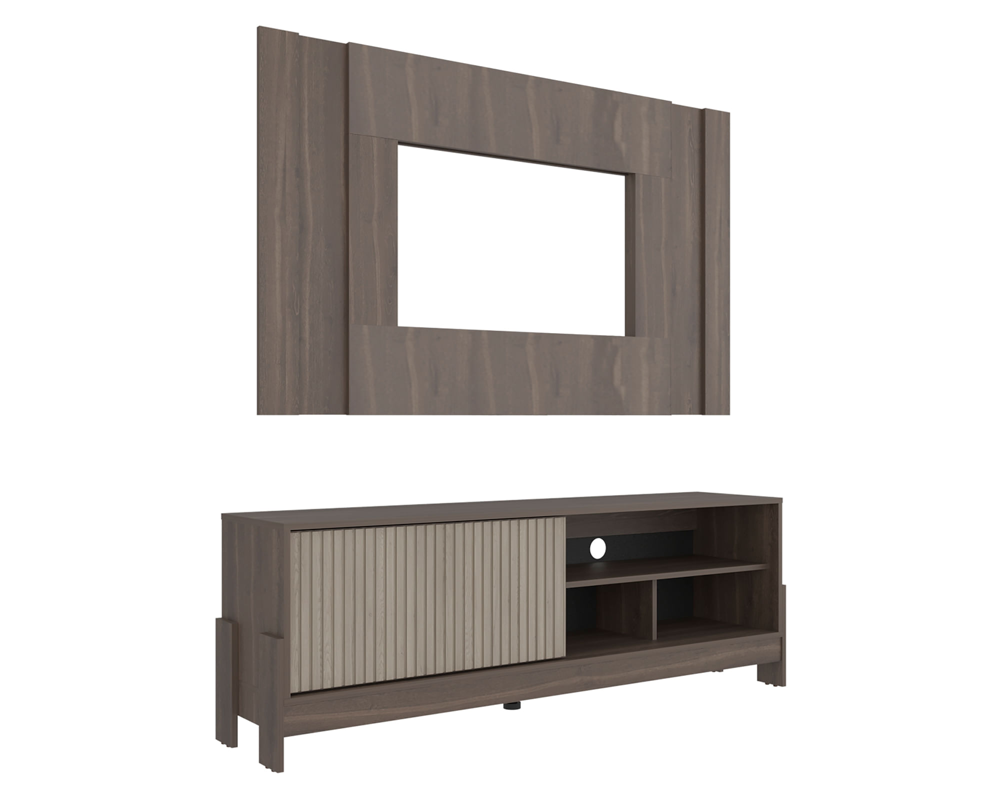 TuHome Estante + panel TV 65" Odell milán/roble natural