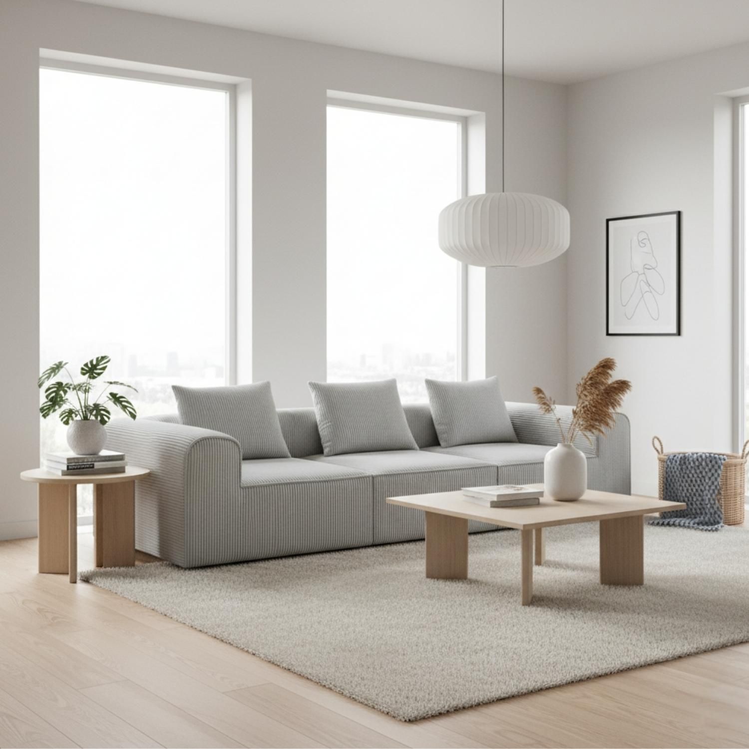 Movelaria Sofa Loop 3 cuerpos | Espuma Comprimida | 270X75X97 Gris claro G123