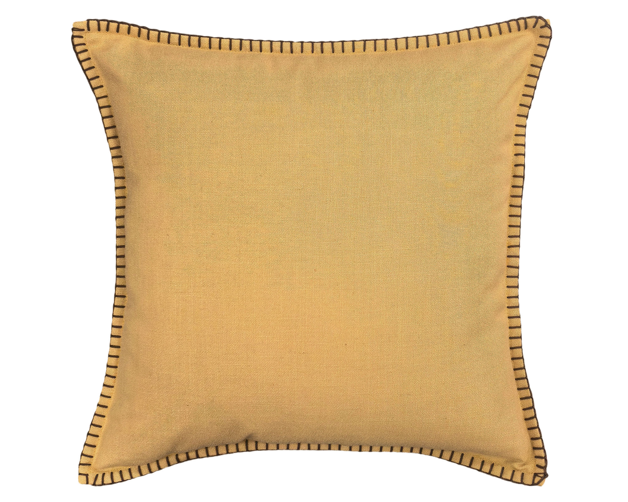 M+Design Cojín Básico borde bordado mostaza 45x45 cm
