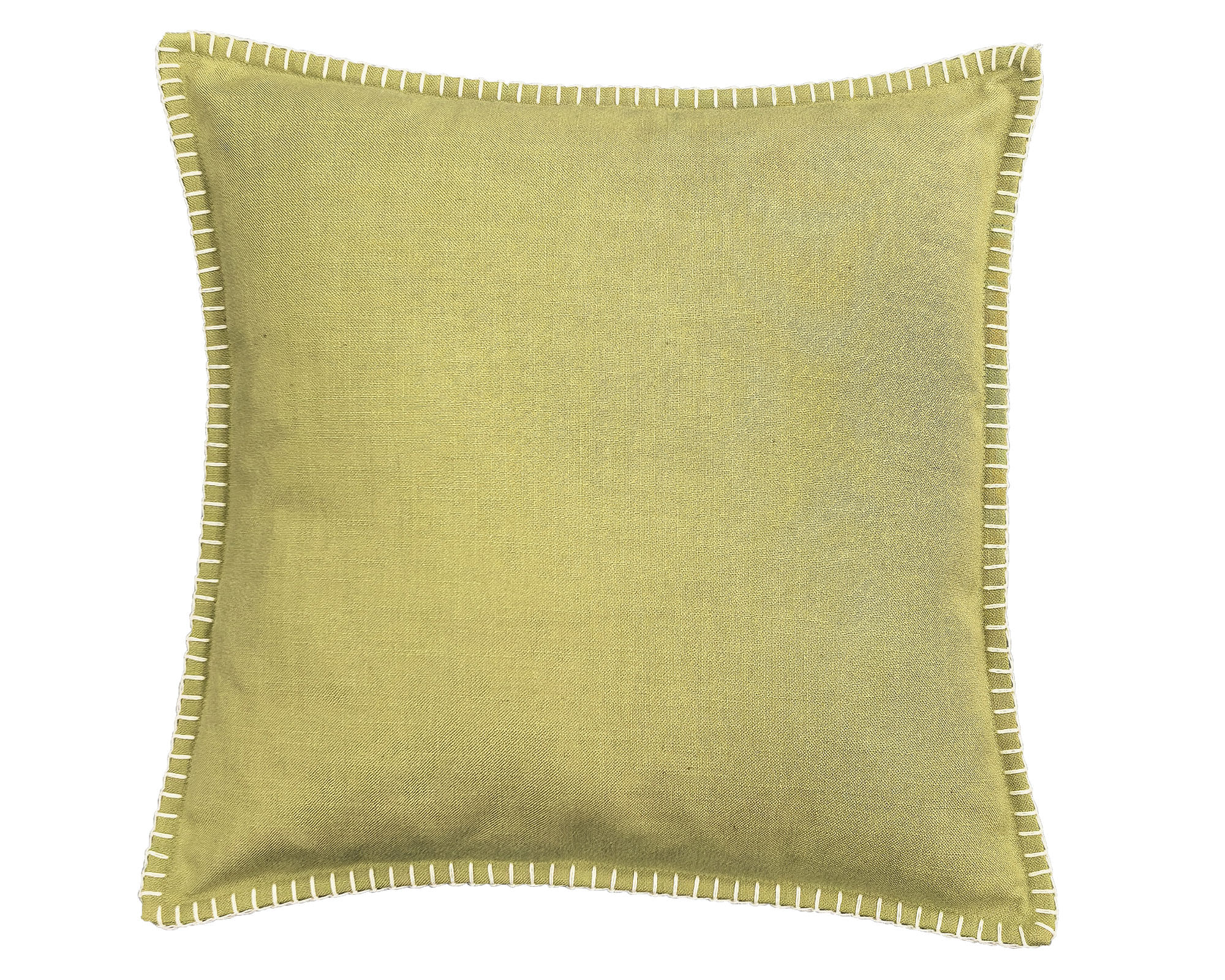 M+Design Cojín Básico borde bordado verde 45x45 cm