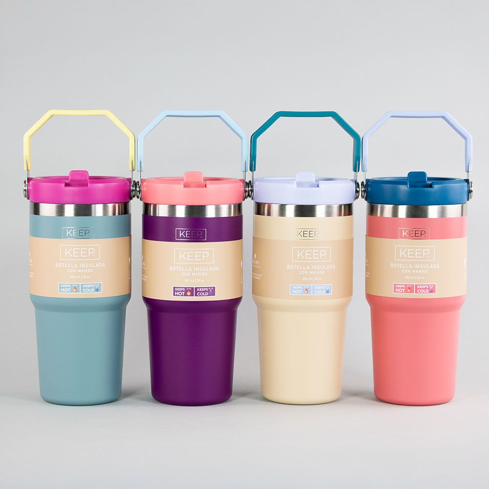 BOTELLA INSULADA CON MANGO 590ML FLASK KEEP MORADO | Easy.cl