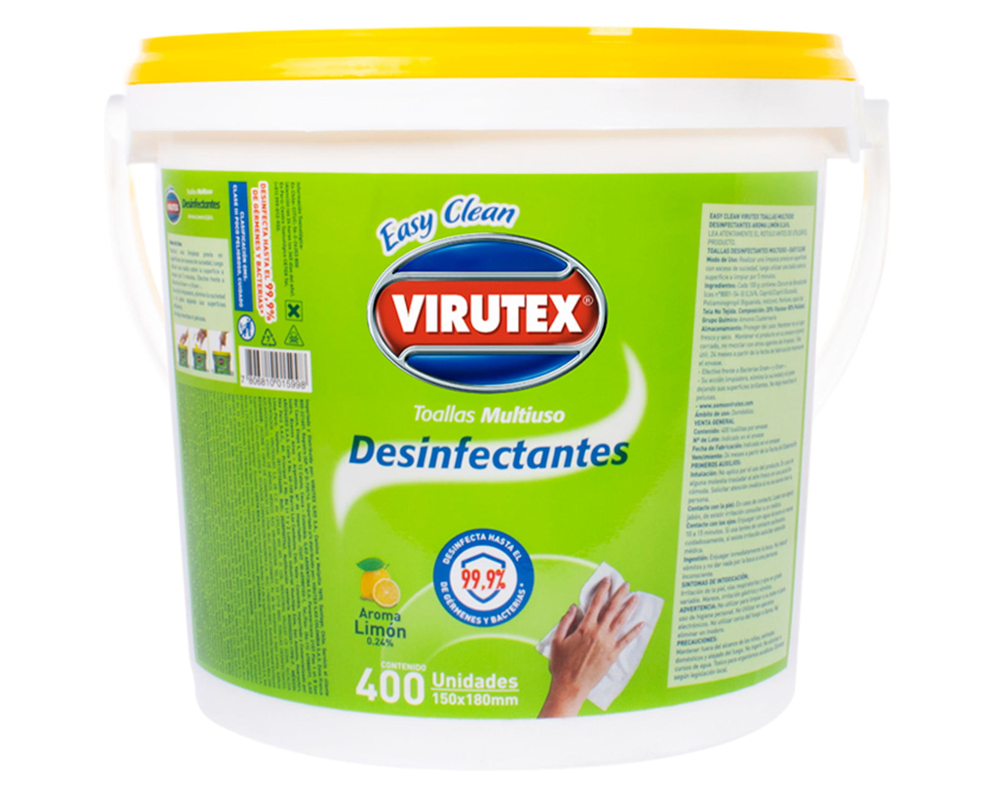 Toalla desinfectante Easy Clean 15x18 cm 400 un. | Easy.cl