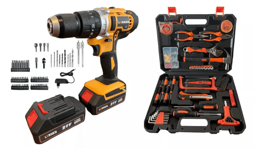 Pack Taladro Inalámbrico Percutor 13 Mm + 2 Baterías + Set 150 Herramientas a $69.990
